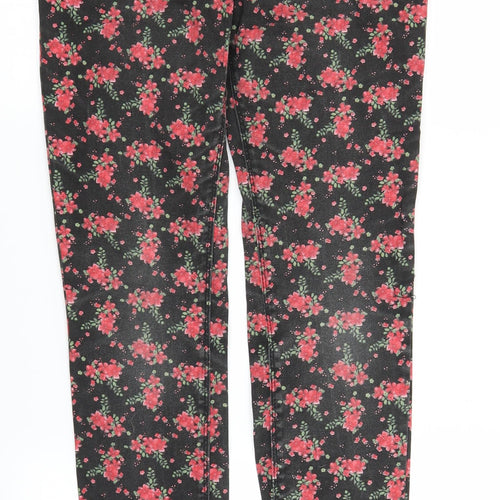 Primark Girls Black Floral Denim Skinny Jeans Size 12-13 Years