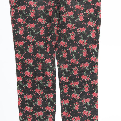 Primark Girls Black Floral Denim Skinny Jeans Size 12-13 Years