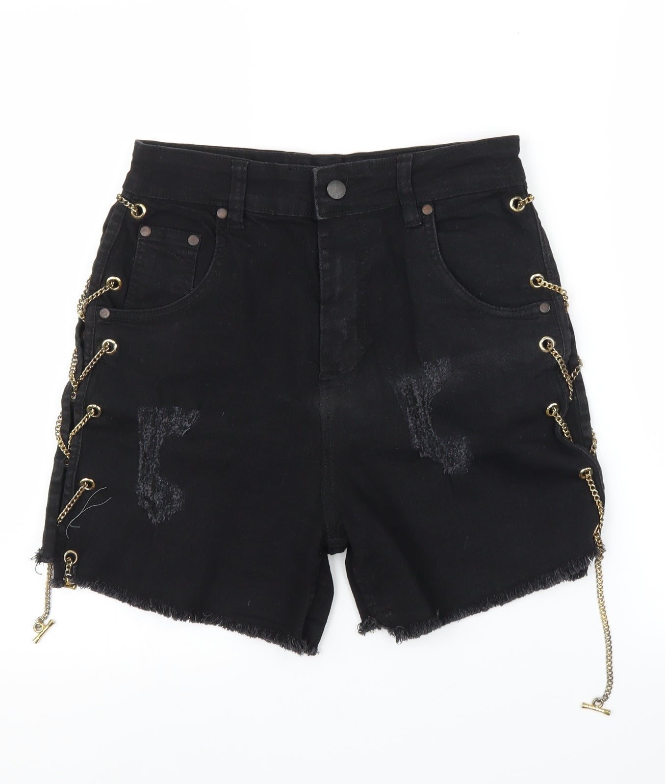 PRETTYLITTLETHING Womens Black  Denim Bermuda Shorts Size 12