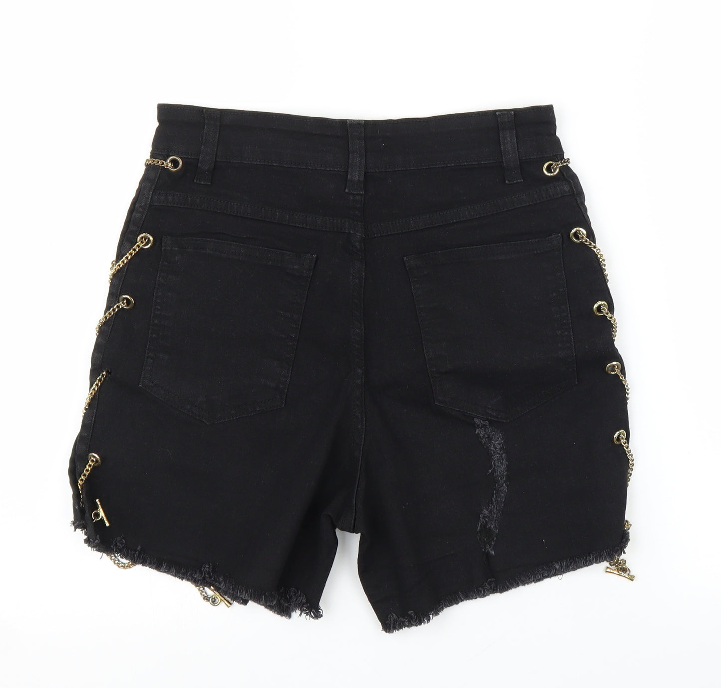PRETTYLITTLETHING Womens Black  Denim Bermuda Shorts Size 12