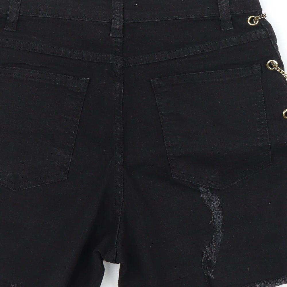 PRETTYLITTLETHING Womens Black  Denim Bermuda Shorts Size 12