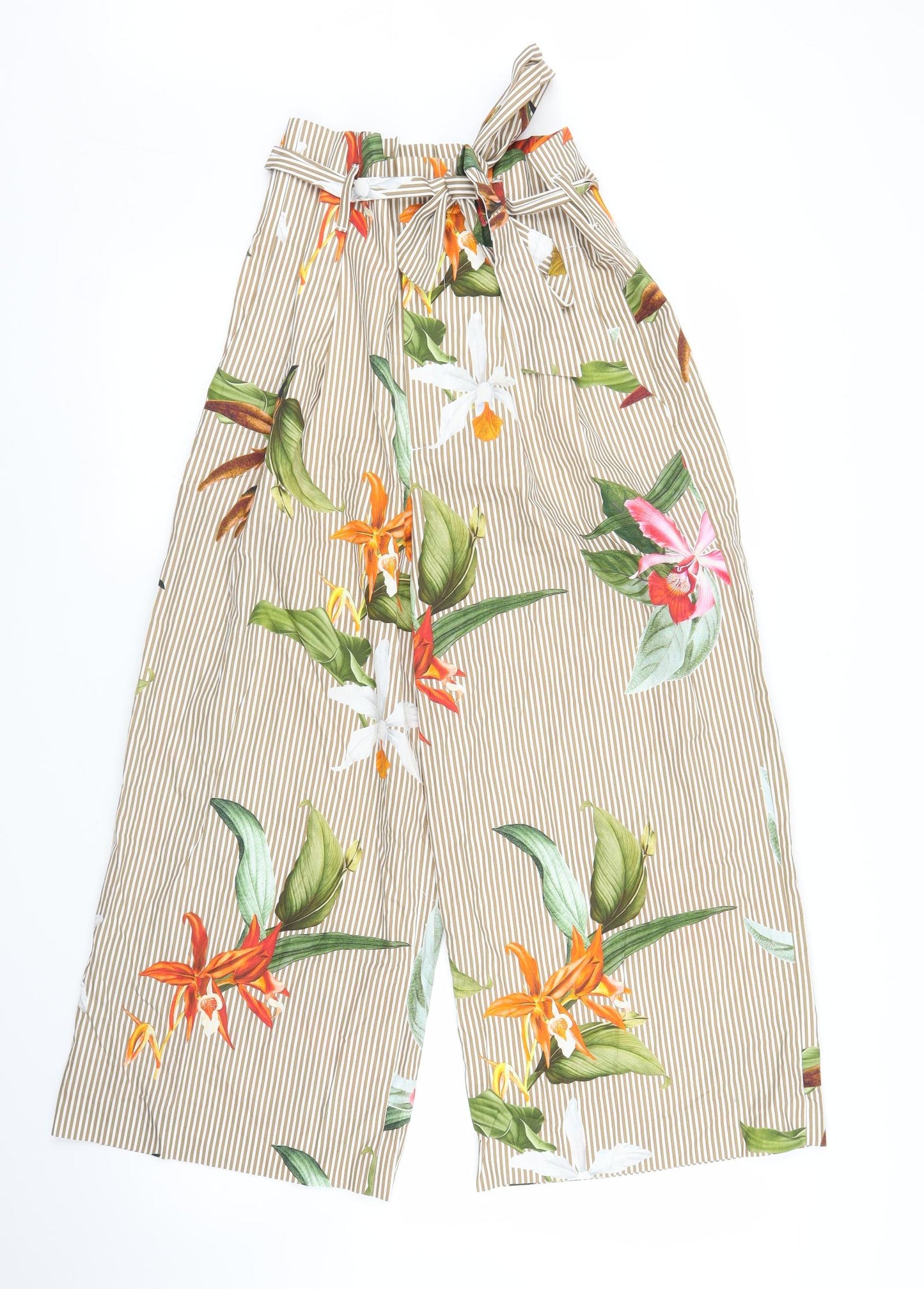 Zara Womens Beige Floral  Bloomer Trousers Size M L21 in