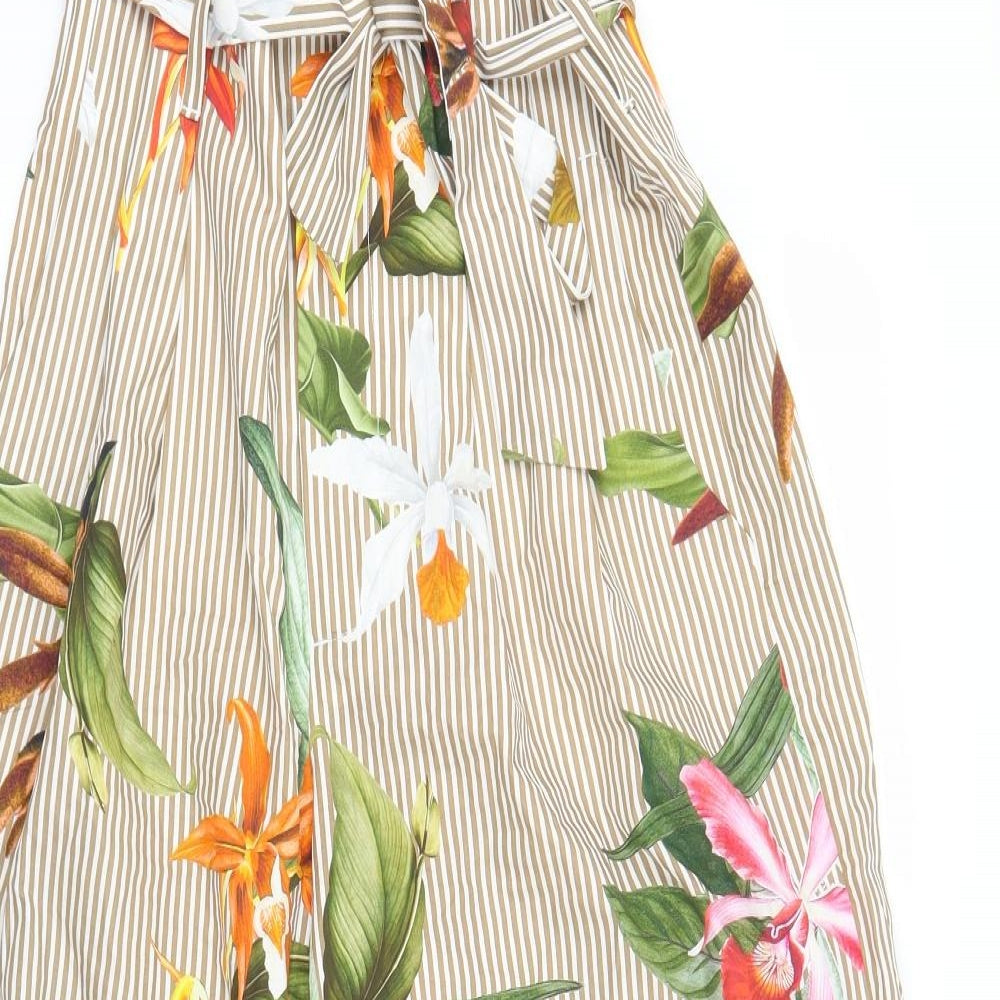 Zara Womens Beige Floral  Bloomer Trousers Size M L21 in