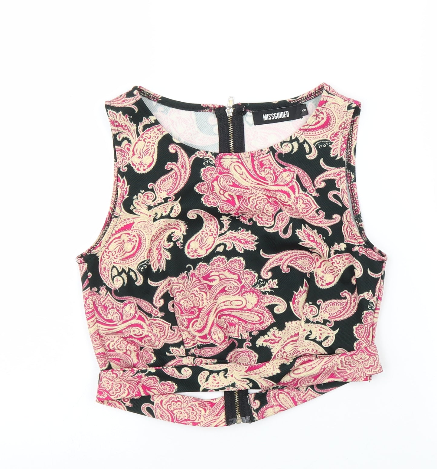 Missguided Womens Purple Paisley  Cropped Blouse Size 8