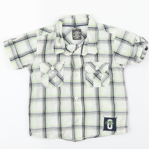 H&M Boys Green Plaid  Basic Button-Up Size 12 Months