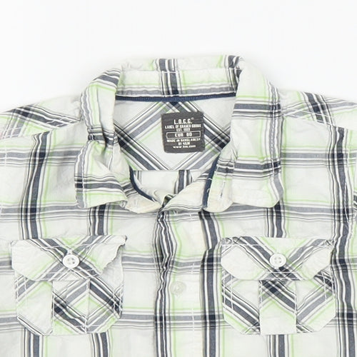 H&M Boys Green Plaid  Basic Button-Up Size 12 Months