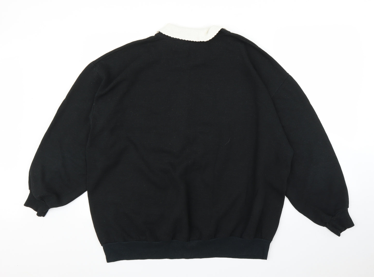 Morning Sun Womens Black Floral  Pullover Jumper Size 2XL