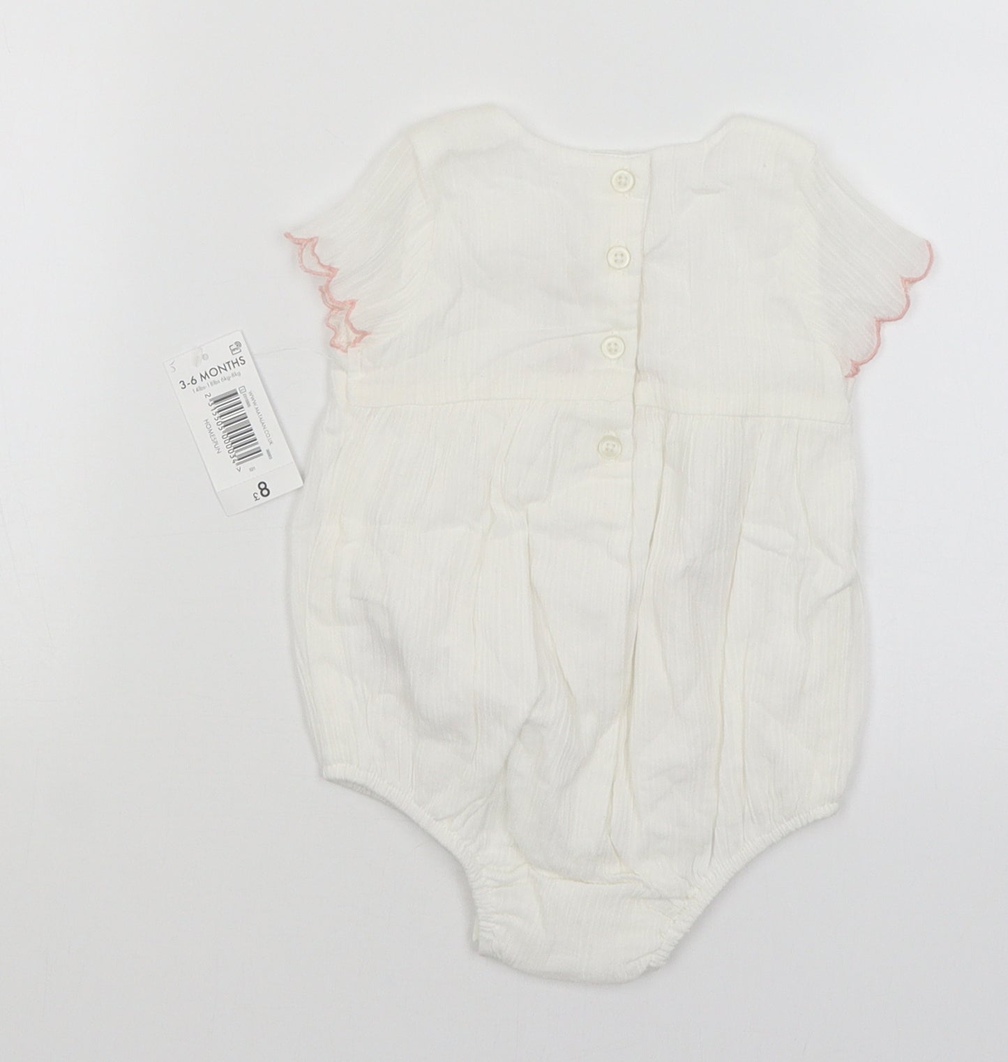 Matalan Baby White   Romper One-Piece Size 3-6 Months