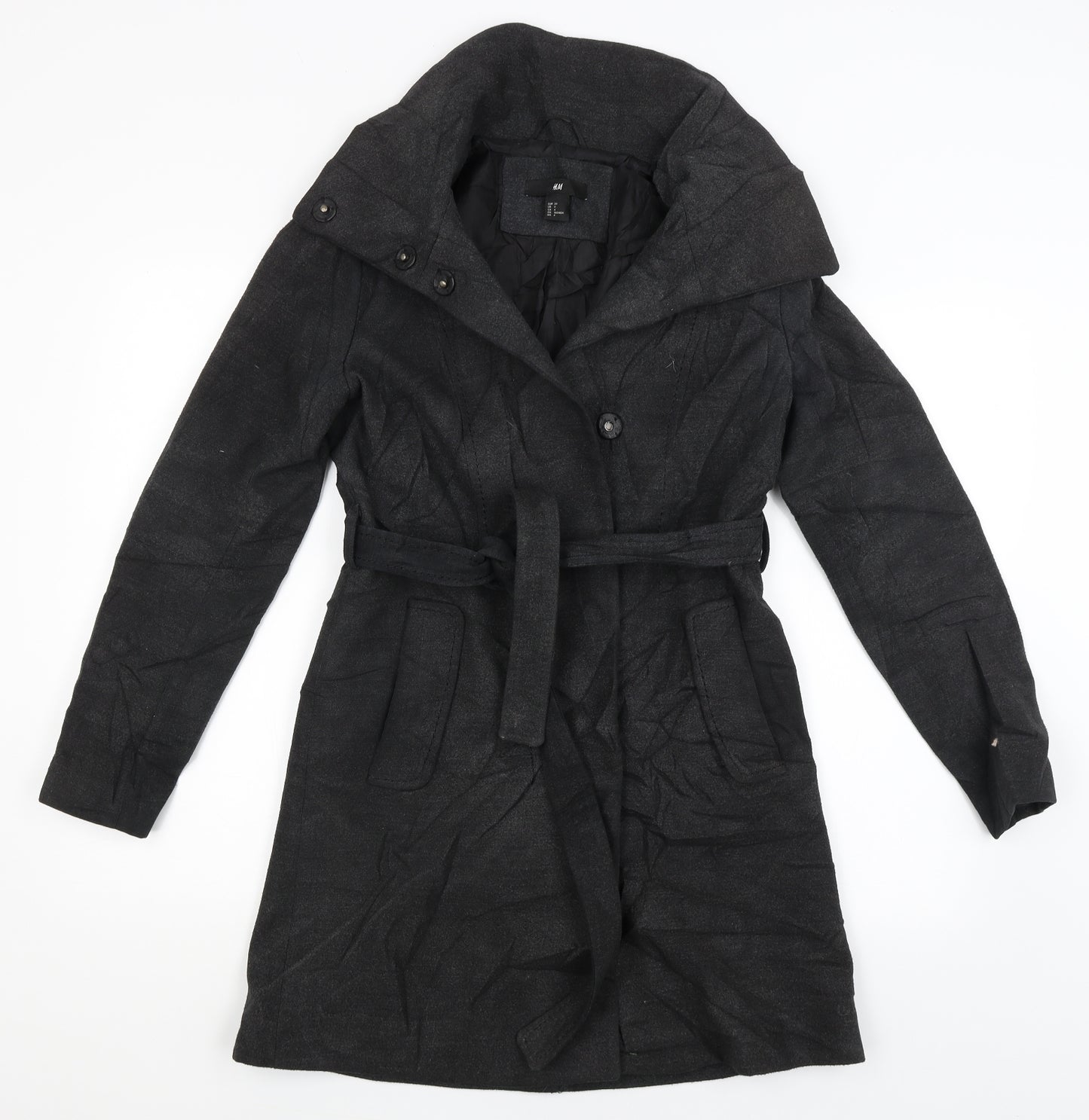 H&M Womens Black   Overcoat Coat Size 8