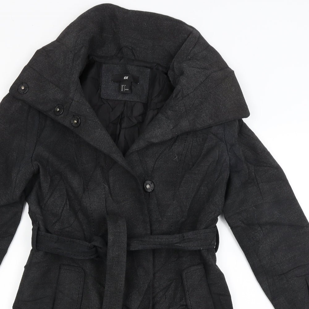 H&M Womens Black   Overcoat Coat Size 8