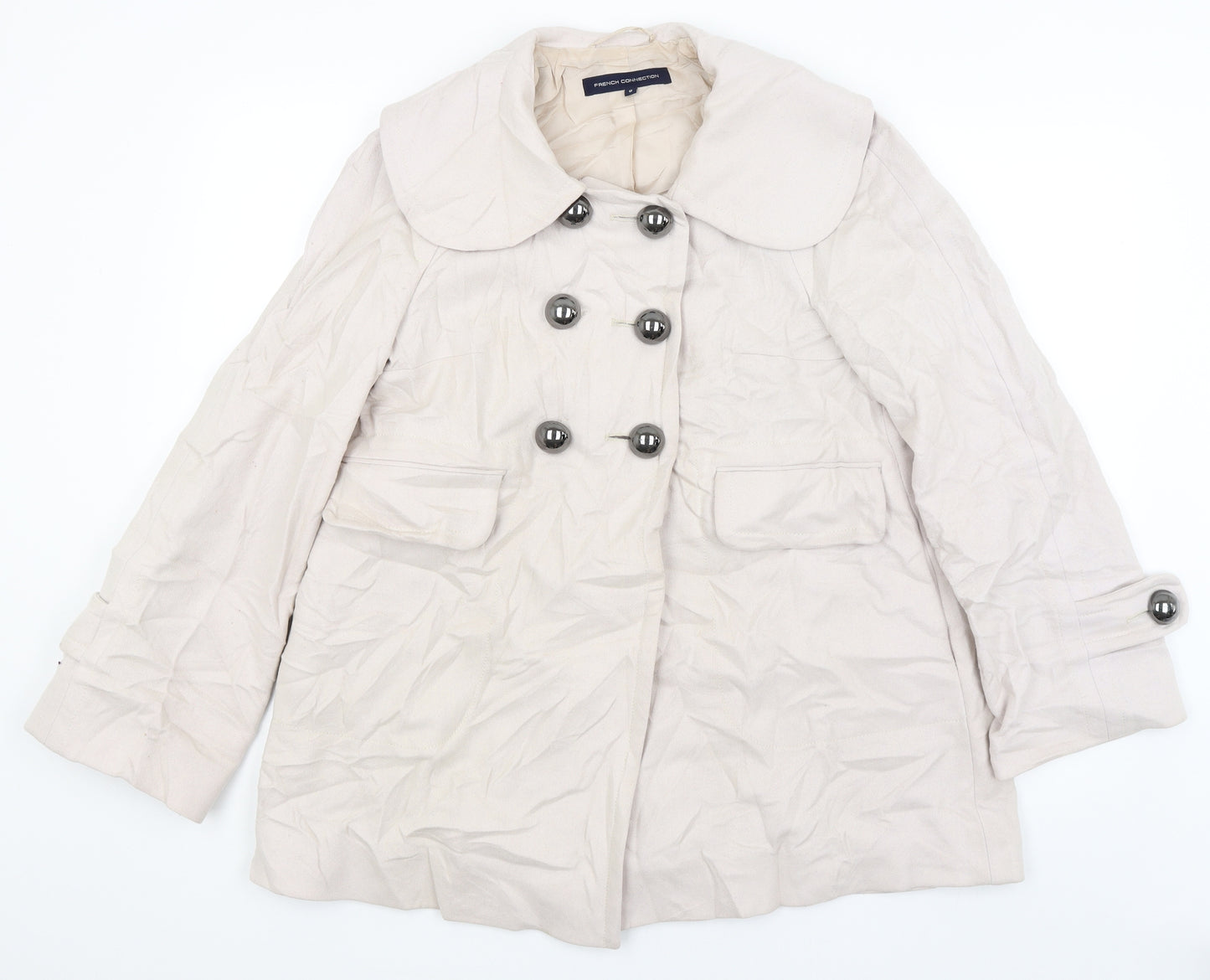 French Connection Womens Ivory   Overcoat Coat Size 8