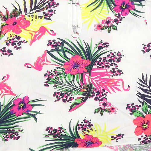 M&Co Girls White Floral  Basic T-Shirt Size 7-8 Years