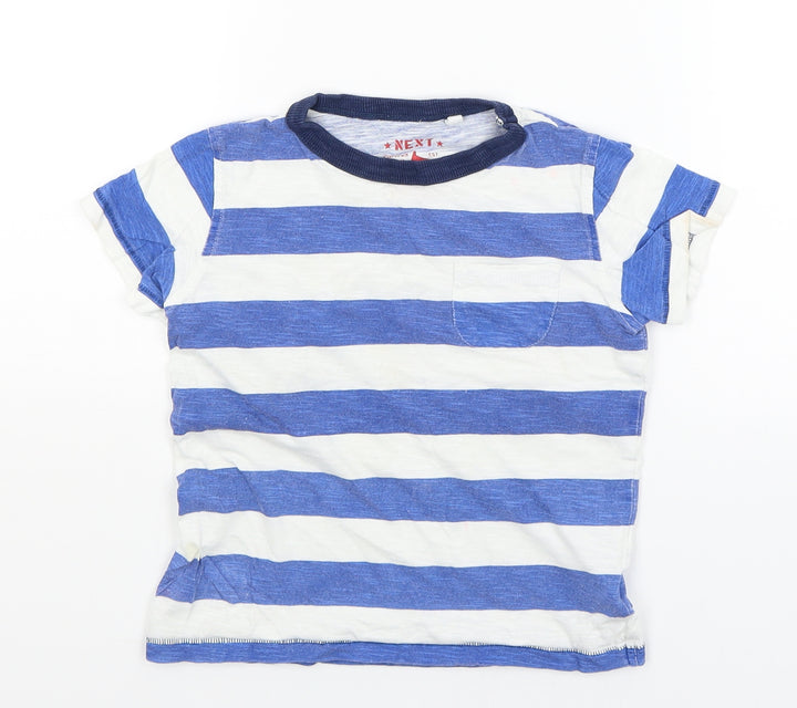 NEXT Boys White Striped Basic T-Shirt Size 3-4 Years
