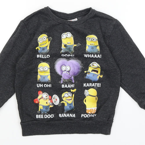 Despicable Me Boys Grey   Pullover Jumper Size 4-5 Years  - Minions