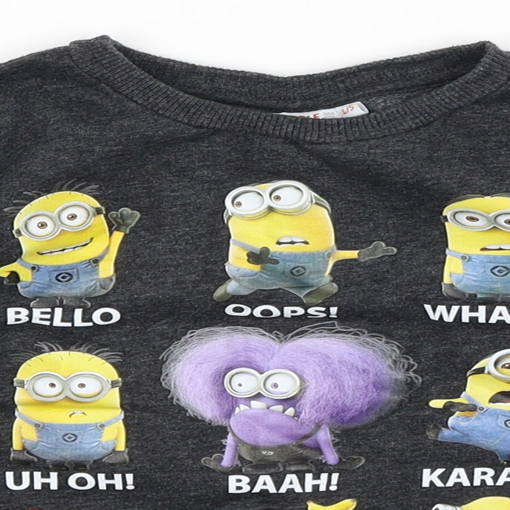 Despicable Me Boys Grey   Pullover Jumper Size 4-5 Years  - Minions