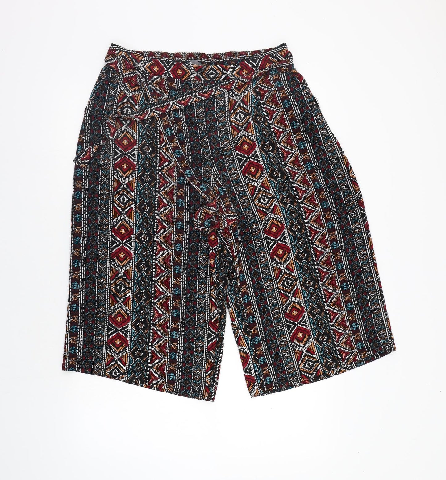 Primark Womens Red Geometric  Trousers  Size 14 L20 in