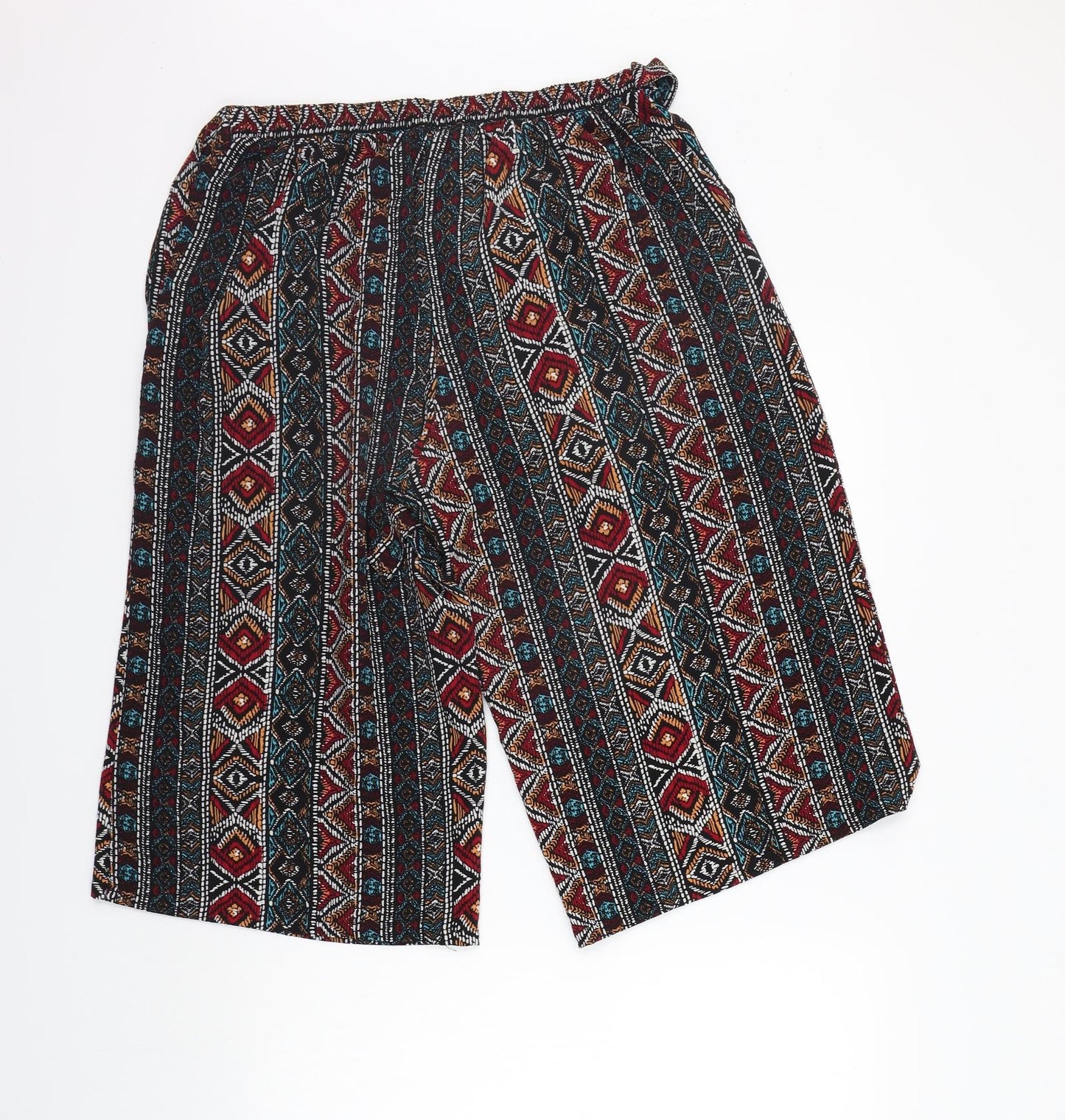 Primark Womens Red Geometric  Trousers  Size 14 L20 in