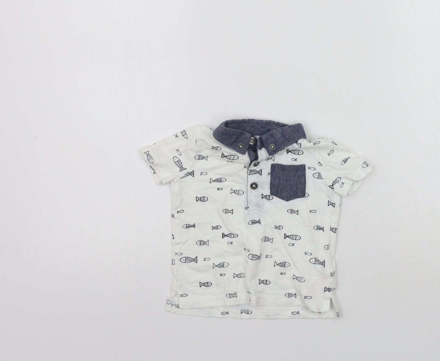 F&F Girls White Geometric  Basic T-Shirt Size 3-6 Months