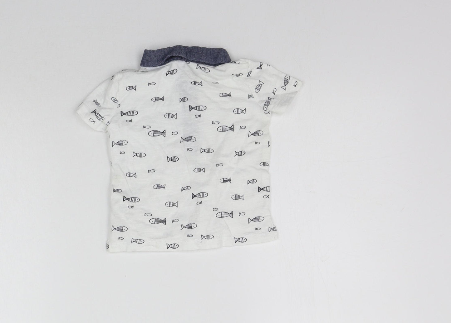 F&F Girls White Geometric  Basic T-Shirt Size 3-6 Months