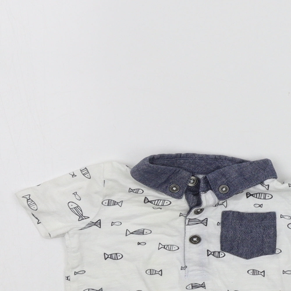 F&F Girls White Geometric  Basic T-Shirt Size 3-6 Months