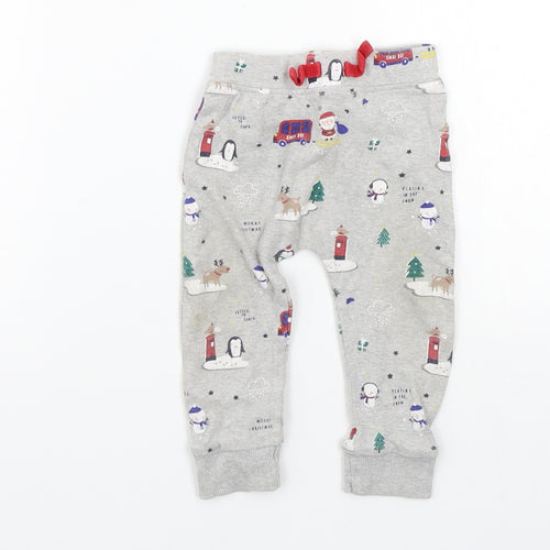 George Girls Grey Geometric  Jogger Trousers Size 9-12 Months  - washable mark