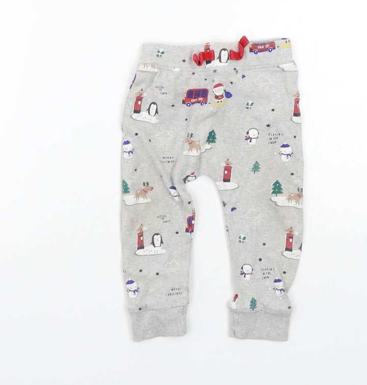George Girls Grey Geometric  Jogger Trousers Size 9-12 Months  - washable mark