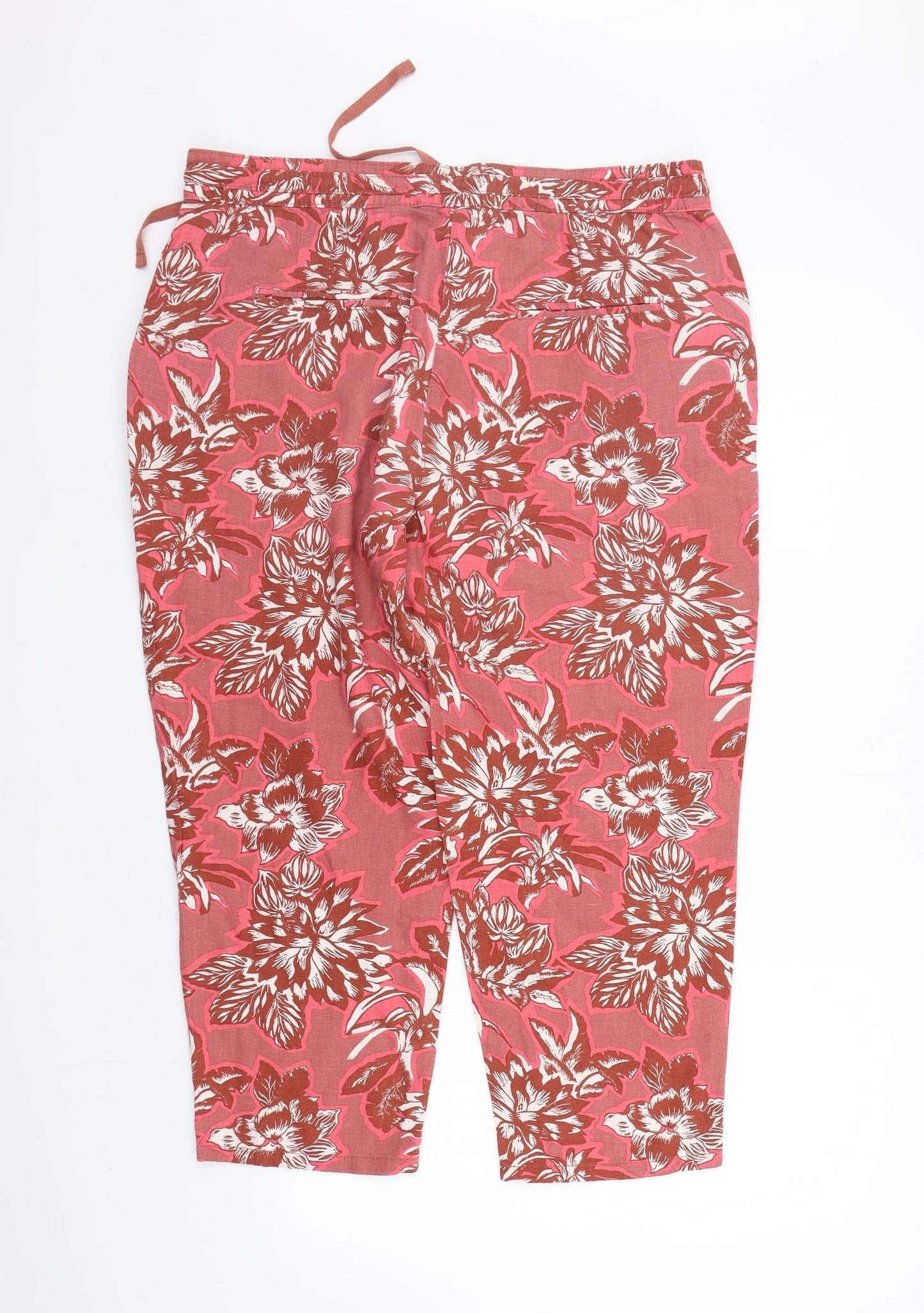 NEXT Womens Red Floral  Trousers  Size 14 L21 in