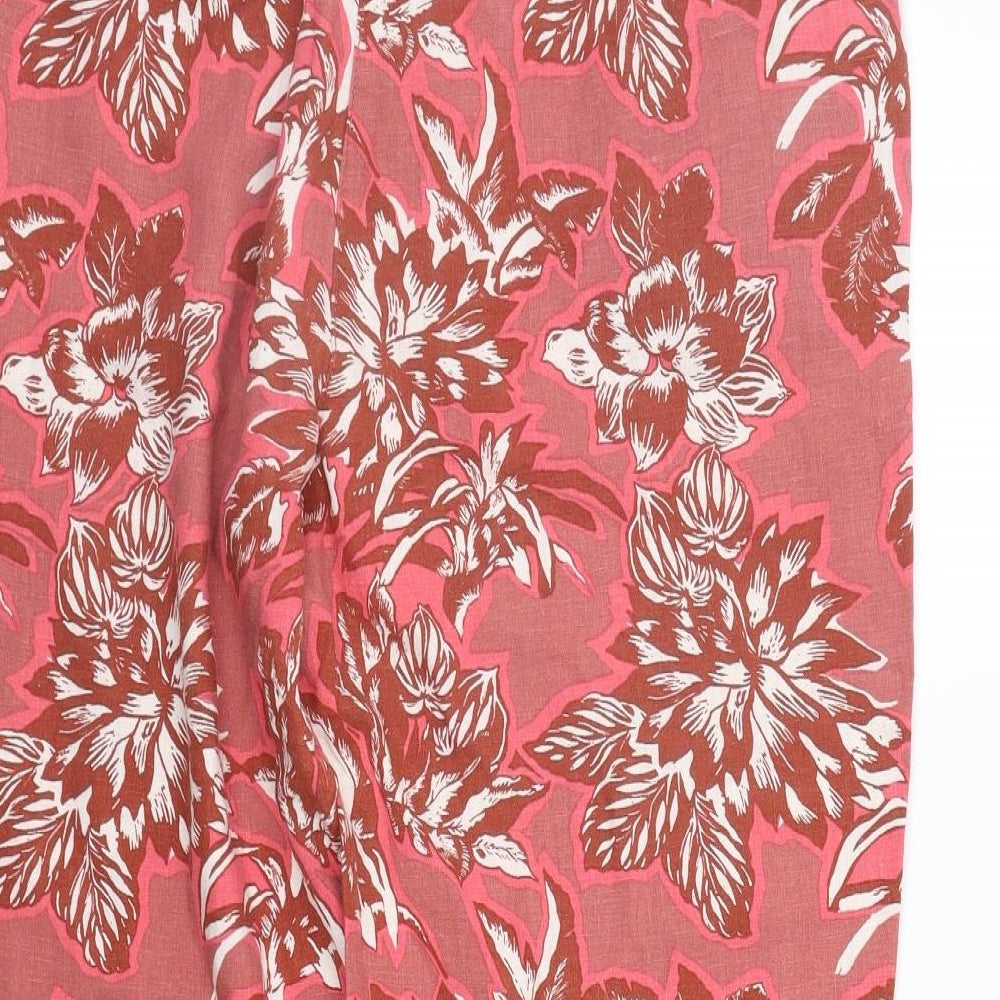 NEXT Womens Red Floral  Trousers  Size 14 L21 in