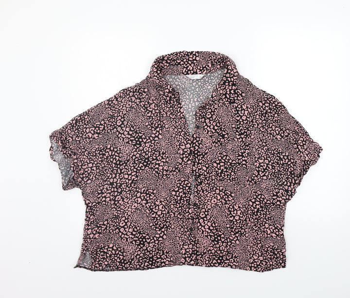 Matalan Womens Pink Animal Print  Basic Button-Up Size 20
