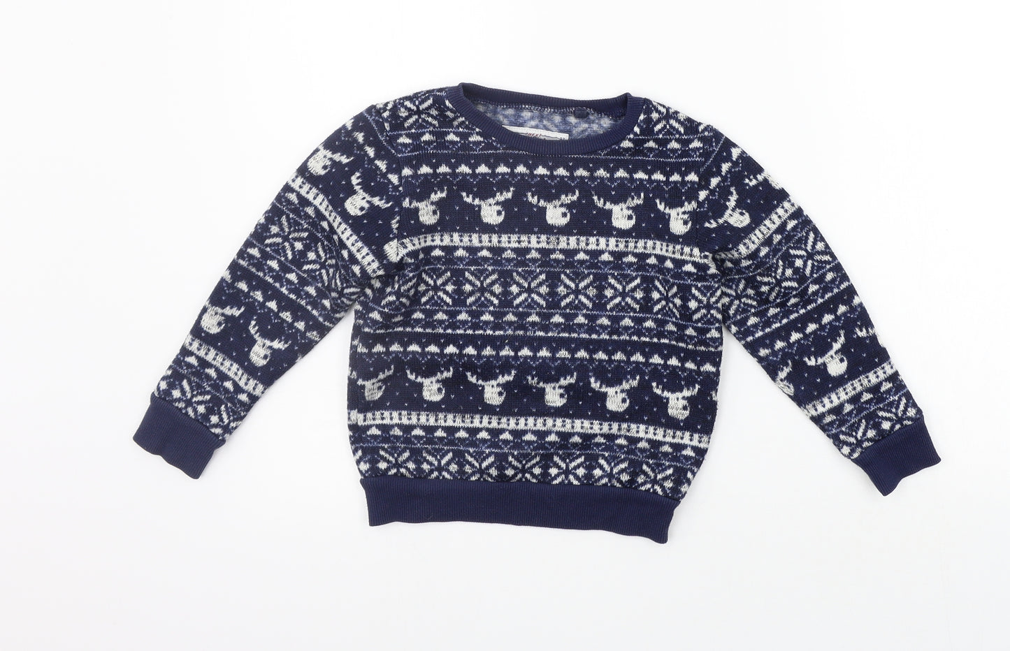 NEXT Boys Blue Geometric  Pullover Jumper Size 3-4 Years