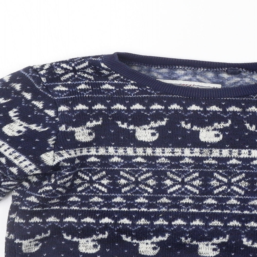 NEXT Boys Blue Geometric  Pullover Jumper Size 3-4 Years
