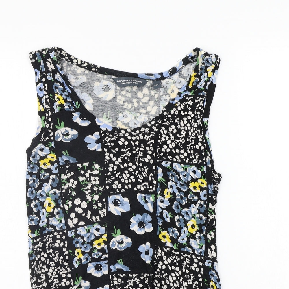 Dorothy Perkins Womens Black Floral  Basic Tank Size 14