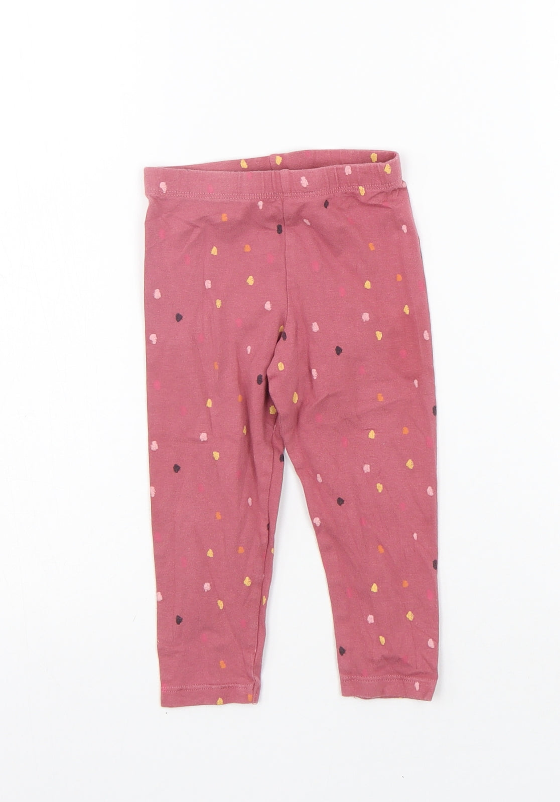 PEP&CO Girls Pink Polka Dot  Jogger Leggings Size 12-18 Months  - Elastic Waist Band