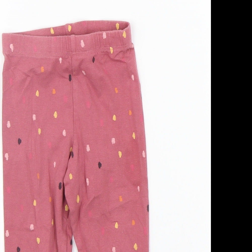 PEP&CO Girls Pink Polka Dot  Jogger Leggings Size 12-18 Months  - Elastic Waist Band