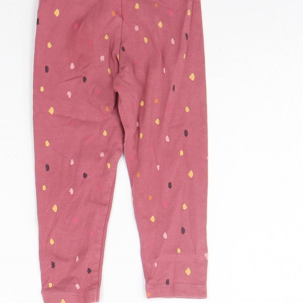 PEP&CO Girls Pink Polka Dot  Jogger Leggings Size 12-18 Months  - Elastic Waist Band