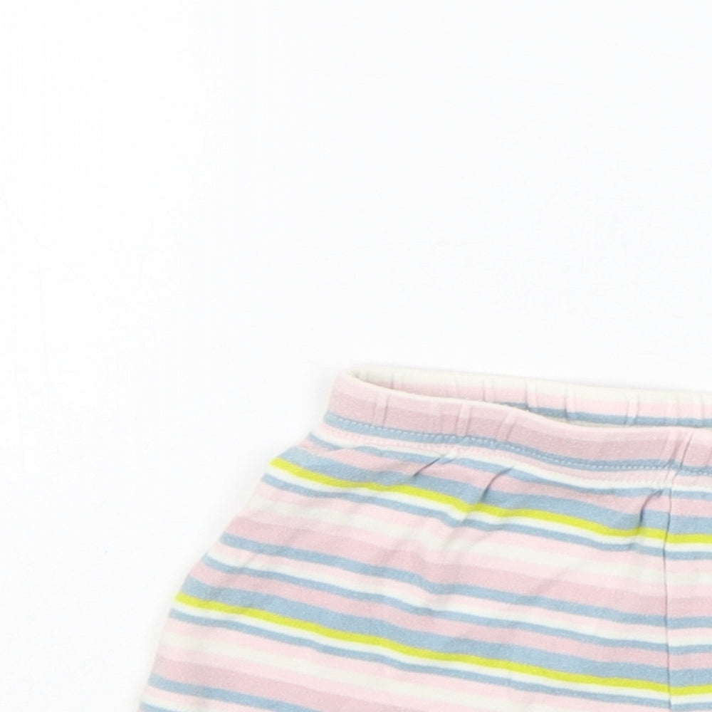 NEXT Girls Pink Striped  Cut-Off Shorts Size 2 Years - Elastic Waist Band
