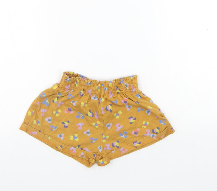 NEXT Girls Yellow Geometric Cropped Trousers - Elastic Waist Band