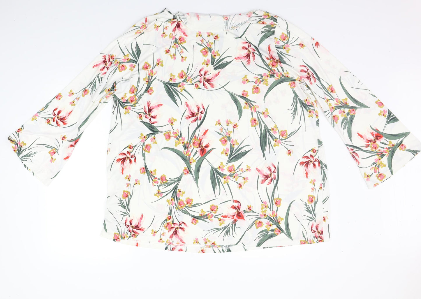 Marks and Spencer Womens White Floral  Basic T-Shirt Size 22