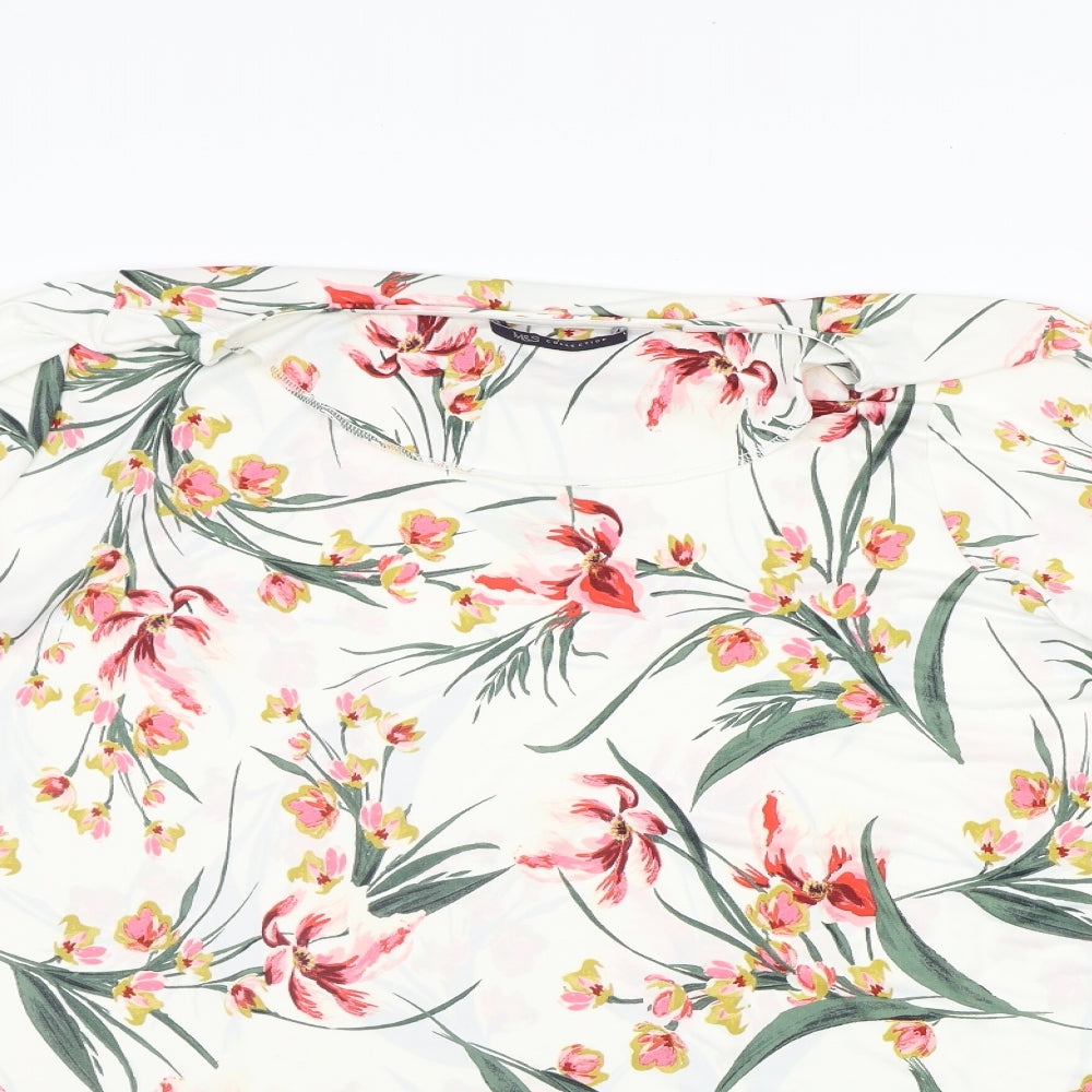 Marks and Spencer Womens White Floral  Basic T-Shirt Size 22