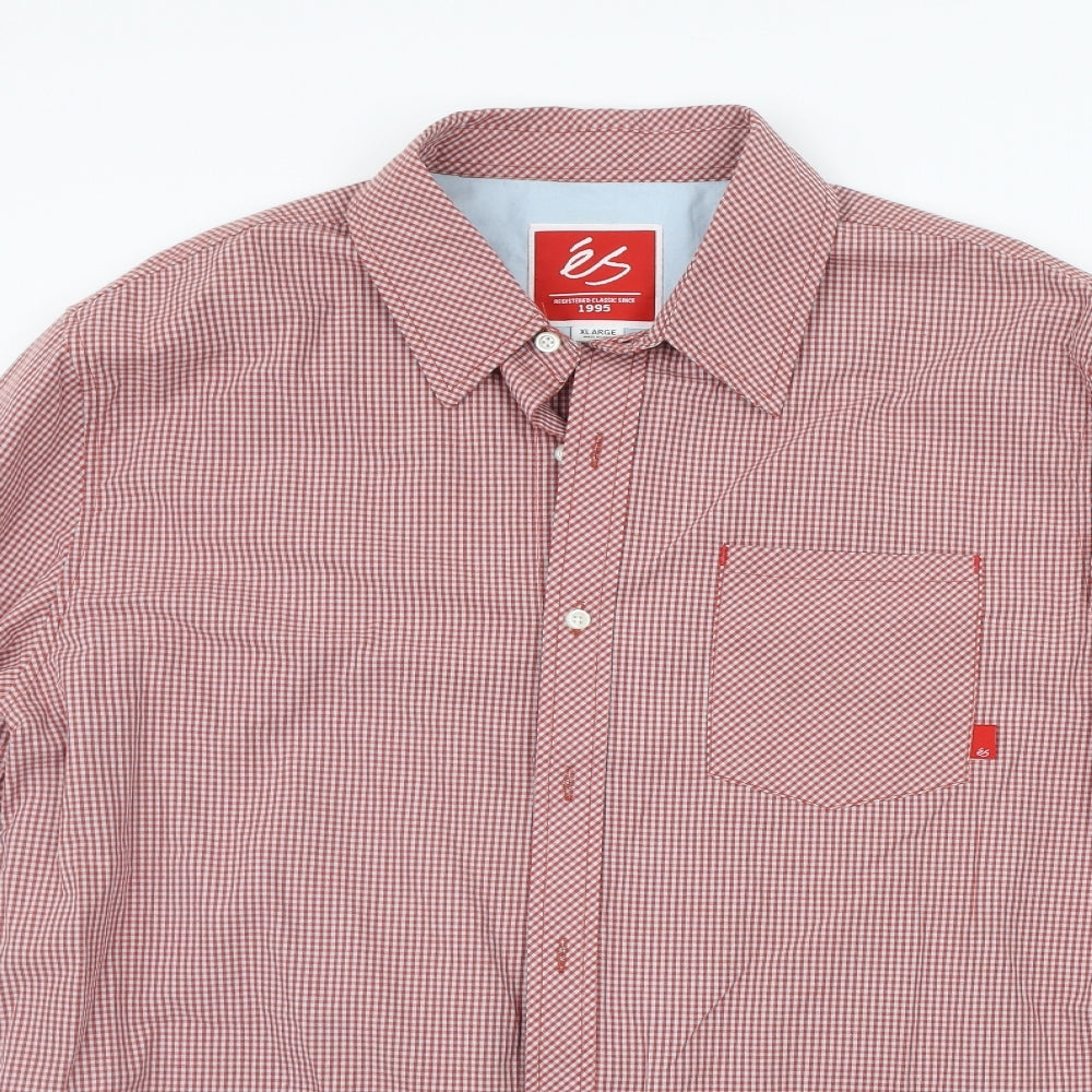 SOLE Womens Red Check  Basic Button-Up Size XL