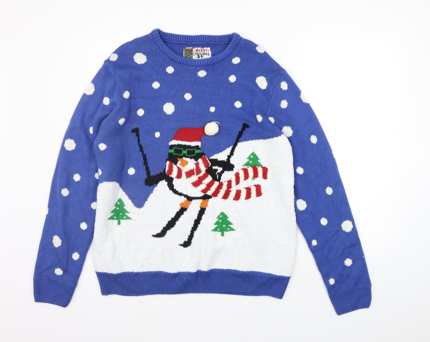 Cedar Wood State Mens Blue Polka Dot  Pullover Jumper Size XL  - Christams