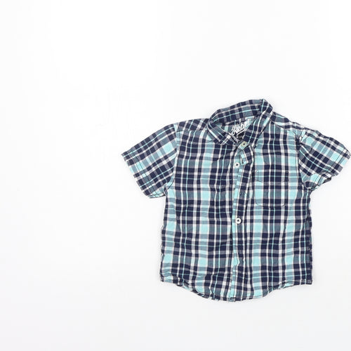 Primark Girls Blue Check  Basic T-Shirt Size 12-18 Months