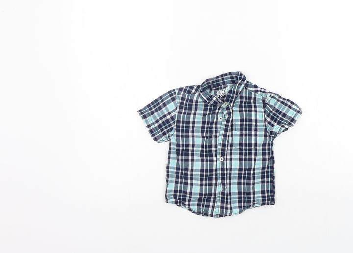 Primark Girls Blue Check Basic T-Shirt Size 12-18 Months