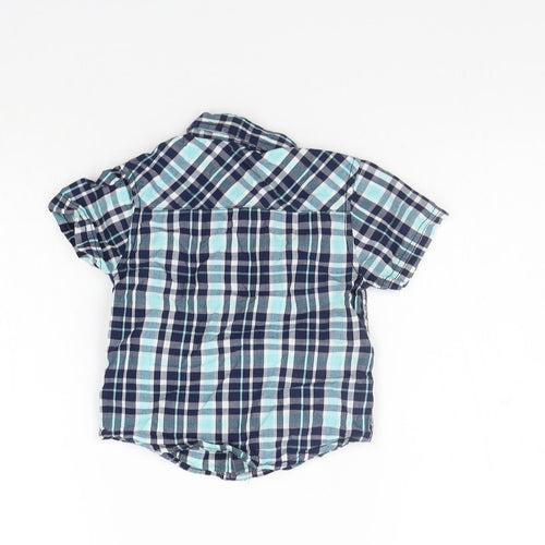 Primark Girls Blue Check  Basic T-Shirt Size 12-18 Months
