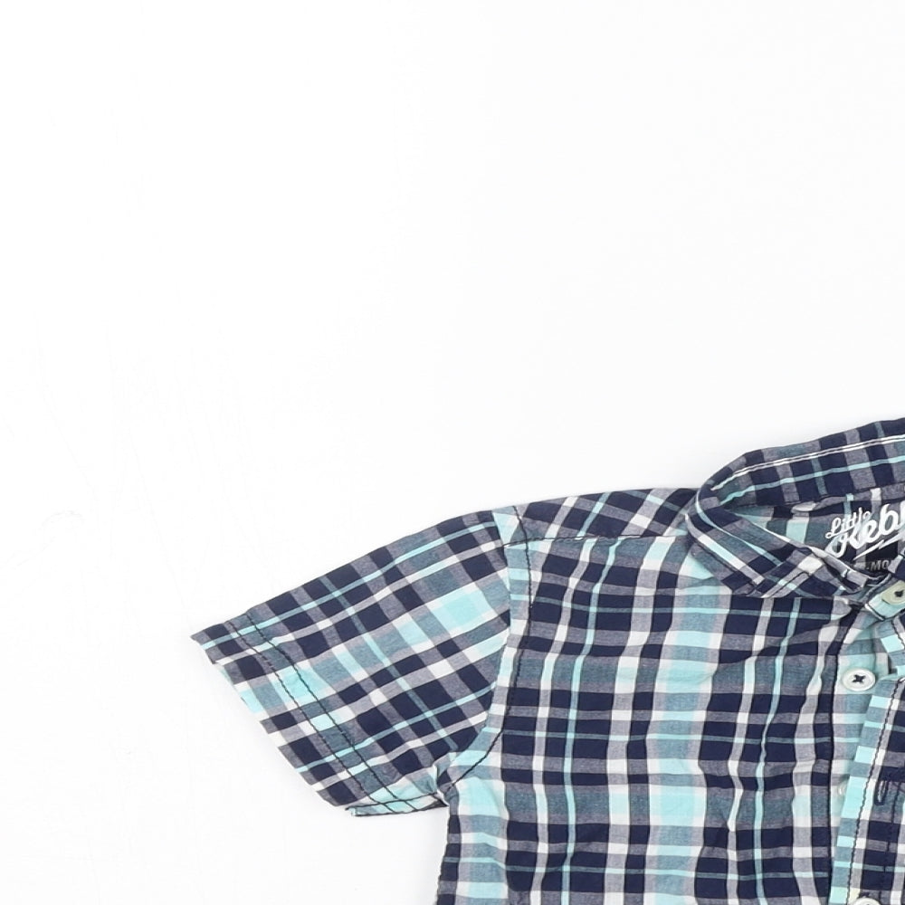 Primark Girls Blue Check  Basic T-Shirt Size 12-18 Months