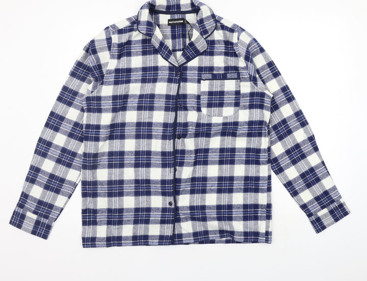 PRETTYLITTLETHING Womens Blue Check  Basic Button-Up Size 14
