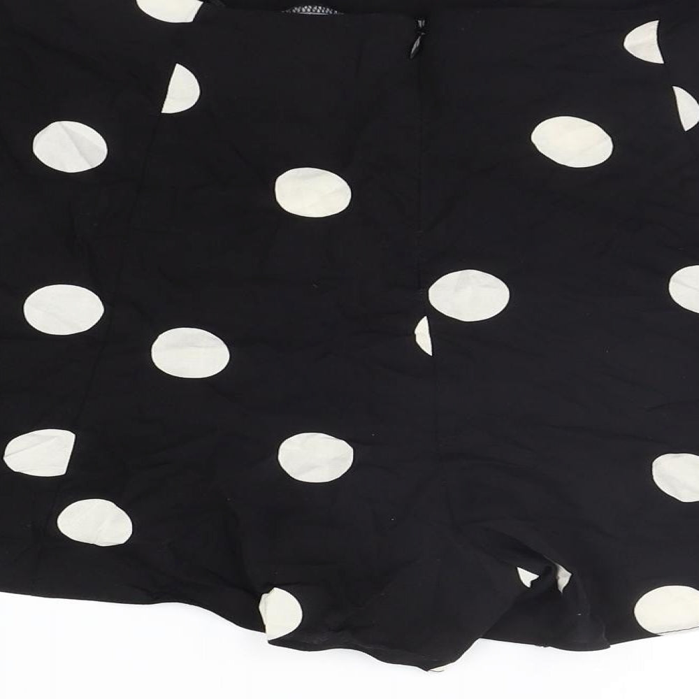 New Look Womens Black Polka Dot  Sweat Shorts Size 10