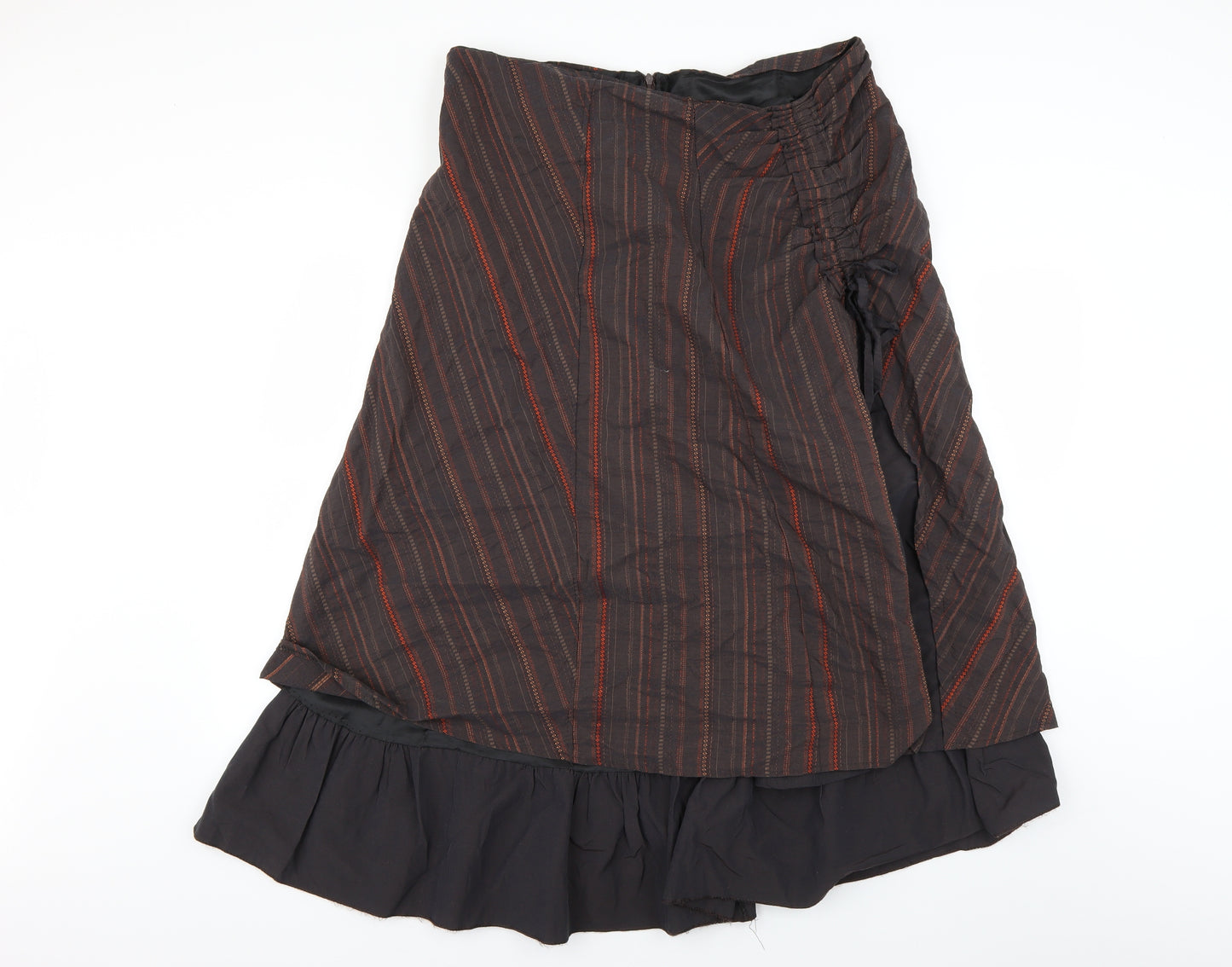 Preworn Womens Brown Striped  Flare Skirt Size 34 in