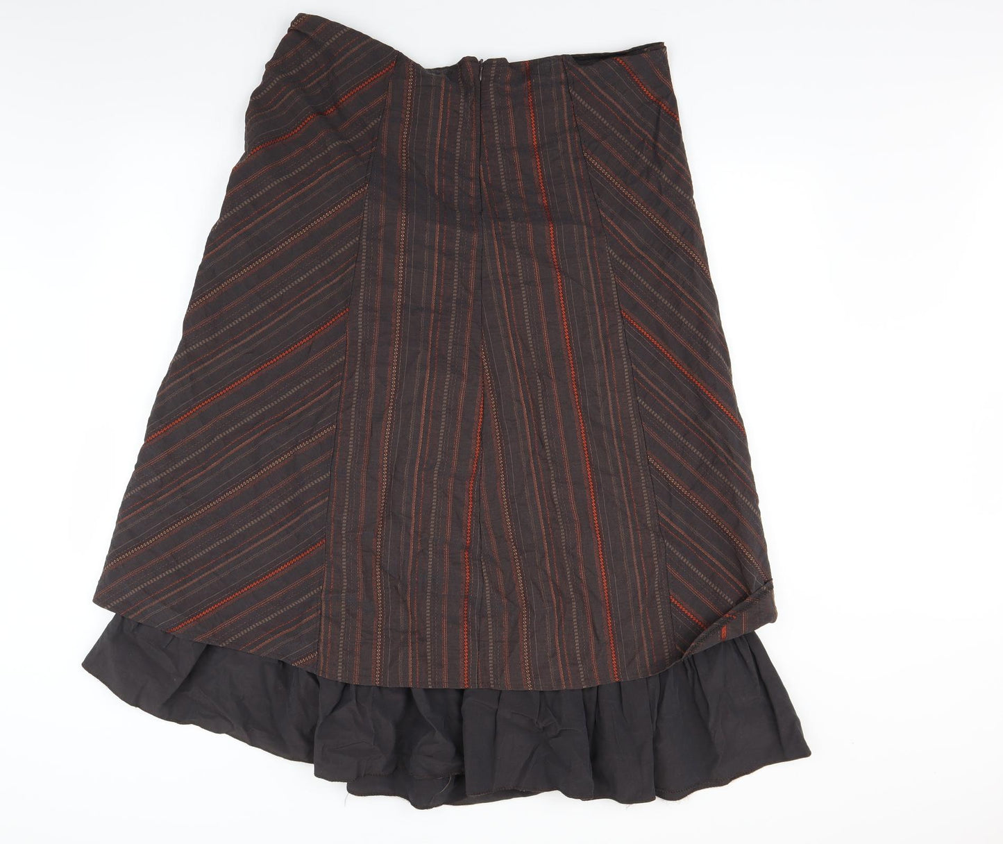 Preworn Womens Brown Striped  Flare Skirt Size 34 in