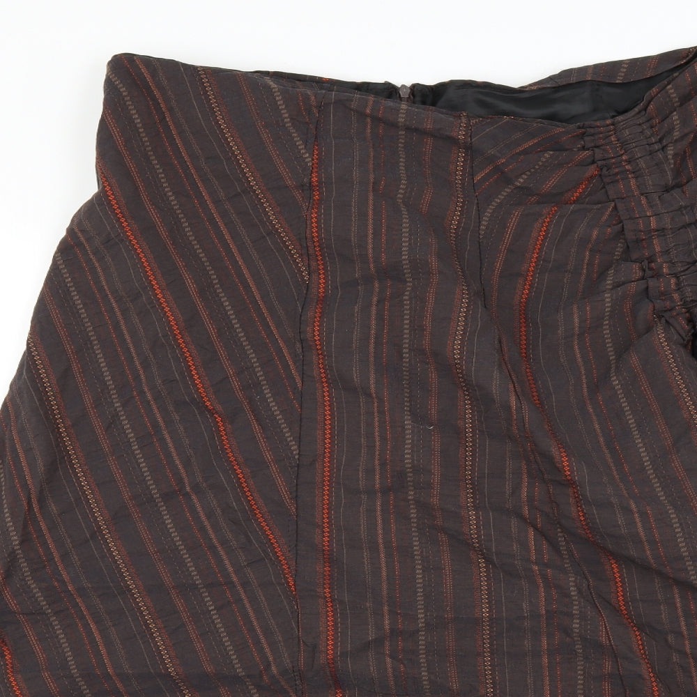 Preworn Womens Brown Striped  Flare Skirt Size 34 in